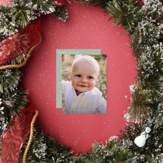 Moderne, minimale foto-kerstelegant script folie feestdagen briefkaart (Insitu)