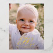 Moderne, minimale foto-kerstelegant script folie feestdagen briefkaart (Voorkant)