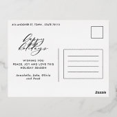 Moderne, minimale foto-kerstelegant script folie feestdagen briefkaart (Achterkant)