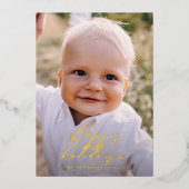 Moderne, minimale foto-kerstelegant script folie feestdagenkaart (Voorkant)