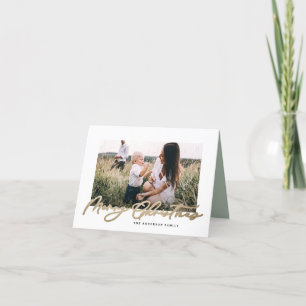 Moderne, minimale foto Kerstelegant script Holi Feestdagen Kaart