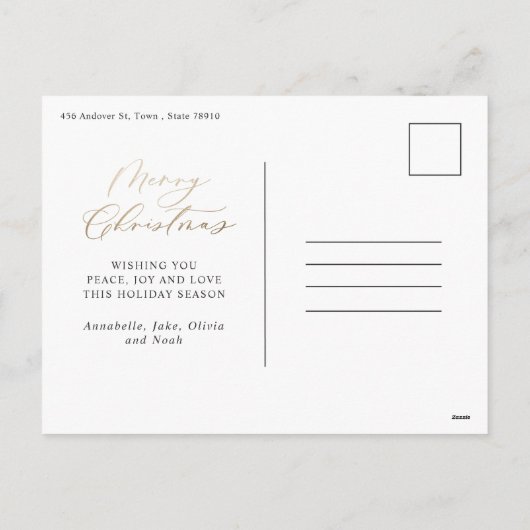 Moderne, minimale foto Kerstelegant script Holi Feestdagenkaart (Achterkant)