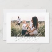 Moderne, minimale foto Kerstmis gezegend script Feestdagenkaart (Voorkant)