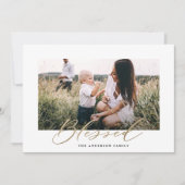 Moderne, minimale foto Kerstmis gezegend script Feestdagenkaart (Voorkant)