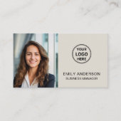 Moderne minimale foto Logo QR Professional Visitekaartje (Voorkant)