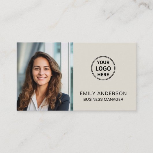 Moderne minimale foto Logo QR Professional Visitekaartje (Voorkant)