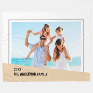 Moderne minimale foto met diagonaal kleurenblok fleece deken