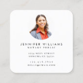 Moderne minimale foto notaris openbare quill veer vierkante visitekaartje (Achterkant)