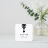 Moderne minimale foto notaris openbare quill veer vierkante visitekaartje (Staand voorkant)