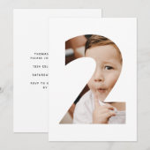 Moderne minimale foto nummer twee tweede verjaarda kaart (Voorkant / Achterkant)