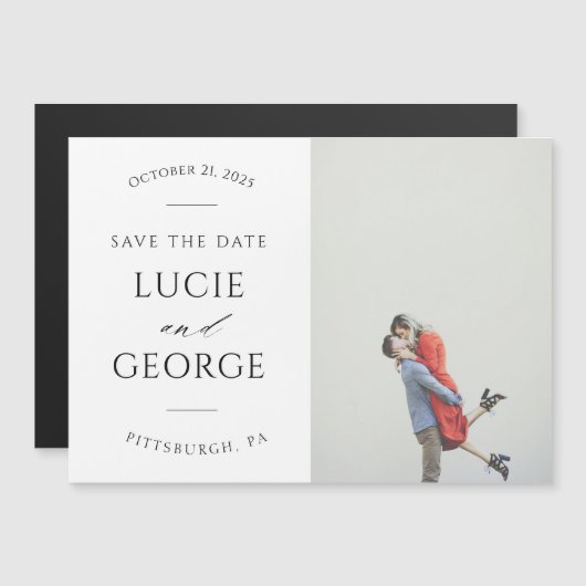 Moderne Minimale Foto Opslaan Datum Magnet (Voorkant / Achterkant)