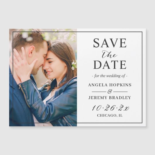 Moderne Minimale Foto Opslaan Datum Magnet (Voorkant)