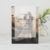 Moderne minimale foto overlay bruiloft Save the Da Kaart (Staand voorkant)