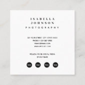 Moderne minimale foto QR Code Social Media pictogr Vierkante Visitekaartje (Achterkant)