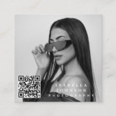Moderne minimale foto QR Code Social Media pictogr Vierkante Visitekaartje (Voorkant)