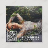 Moderne minimale foto-QR-code sociale media Vierkante Visitekaartje (Voorkant)