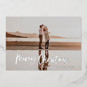 Moderne, minimale foto-rode kerstmis folie feestdagenkaart (Voorkant)