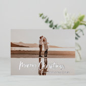 Moderne, minimale foto-rode kerstmis folie feestdagenkaart (Staand Voorkant)