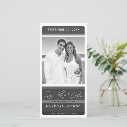 Moderne minimale foto save the date (Staand voorkant)