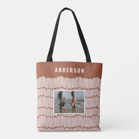 Moderne, minimale foto terracotta tote bag (Achterkant)