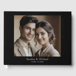 Moderne minimale foto trouwgastenboek sjabloon gastenboek