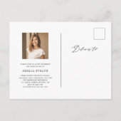 Moderne minimale foto van 2023 Afstuderen Uitnodiging Briefkaart (Achterkant)