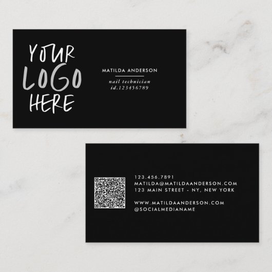 Moderne, minimale foto vervangbare logo visitekaartje (Voorkant / Achterkant)