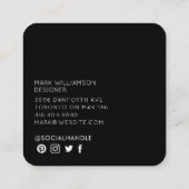 Moderne minimale foto zwart vierkante visitekaartje (Achterkant)