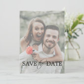Moderne Minimale Foto Zwart Wit Huwelijk Save The Date (Staand voorkant)