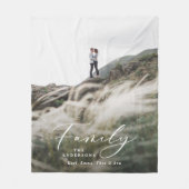 Moderne minimale foto zwarte scriptfamilie elegant fleece deken (Voorkant)