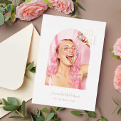 Moderne minimale fotoArch Afstuderen Roos Gold Foi Folie Uitnodiging