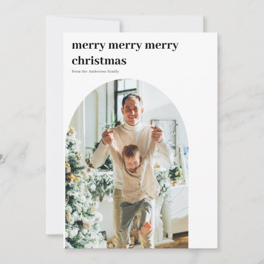 Moderne minimale fotoboog Vrolijk Kerstfeest Kaart (Voorkant)