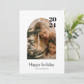 Moderne minimale fotoboog Vrolijk Kerstfeest Kaart (Staand voorkant)