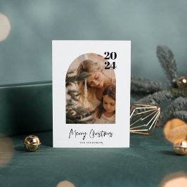 Moderne minimale fotoboog Vrolijk Kerstfeest Kaart