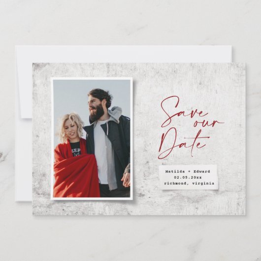 Moderne, minimale fotobruiloft, sla de datum op (Achterkant)