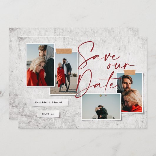 Moderne, minimale fotobruiloft, sla de datum op (Voorkant / Achterkant)