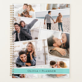 Moderne minimale fotocollage elegante turquoise planner