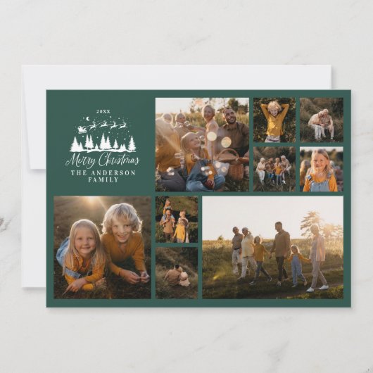 Moderne minimale fotocollage Kerst elegant Feestdagenkaart (Voorkant)