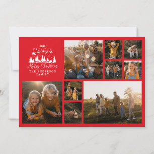 Moderne minimale fotocollage Kerst elegant rood Feestdagenkaart