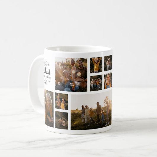 Moderne minimale fotocollage Kerst zwart wit Koffiemok (Voorkant links)