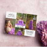 Moderne minimale fotocollage Sweet Sixteen Kaart<br><div class="desc">Moderne en minimalistische Sweet 16-uitnodiging met een fotocollage van vier foto's van het  verjaardagsmeisje. Voeg de Sweet 16 uitnodigingsformulering toe in een strak,  eenvoudig typografisch ontwerp,  verdeeld tussen de foto's van de Sweet 16 jaar zelf.</div>