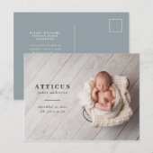 Moderne, minimale fotogeboorteaankondiging aankondigingskaart (Voorkant / Achterkant)