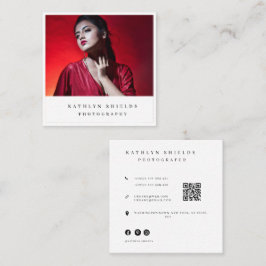 Moderne minimale fotograaf foto QR-code  Vierkante Visitekaartje