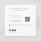 Moderne minimale fotograaf foto QR-code Vierkante Visitekaartje (Achterkant)