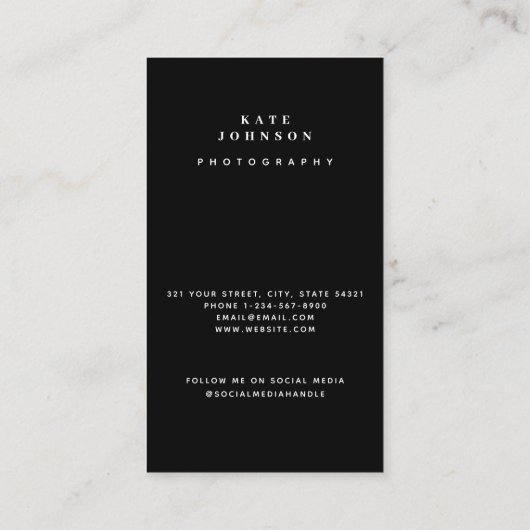 Moderne minimale fotograaf QR-code Sociale media Visitekaartje (Achterkant)