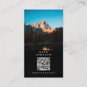 Moderne minimale fotograaf QR-code Sociale media Visitekaartje (Voorkant)