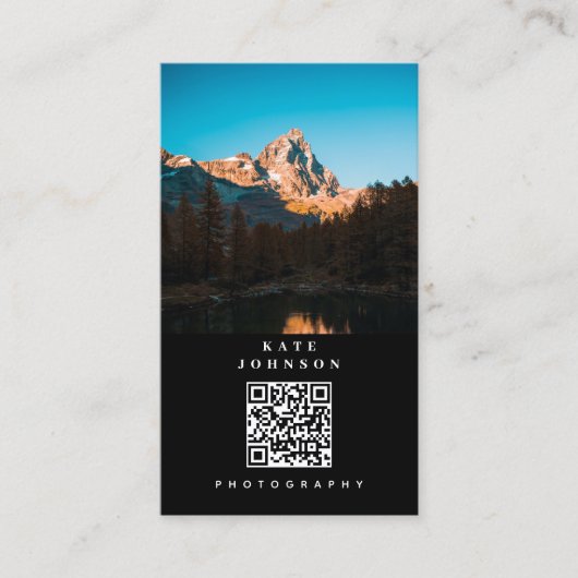 Moderne minimale fotograaf QR-code Sociale media Visitekaartje (Voorkant)