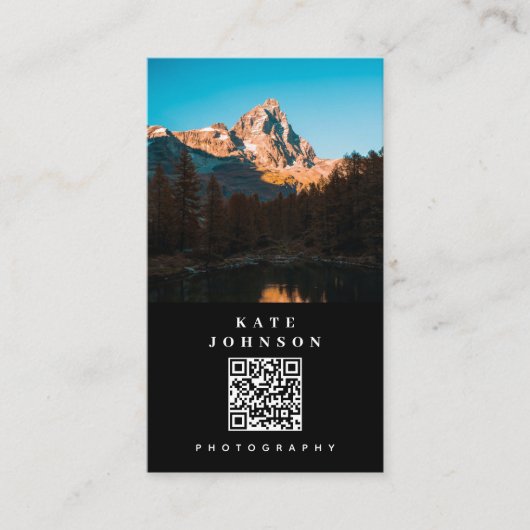 Moderne minimale fotograaf QR-code Sociale media Visitekaartje (Voorkant)