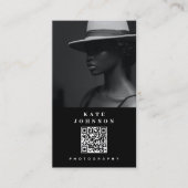 Moderne minimale fotograaf QR-code Sociale media Visitekaartje (Voorkant)