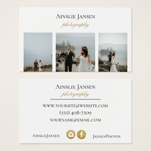 Moderne minimale fotograaf Visitekaartjes (Voorkant /achterkant)